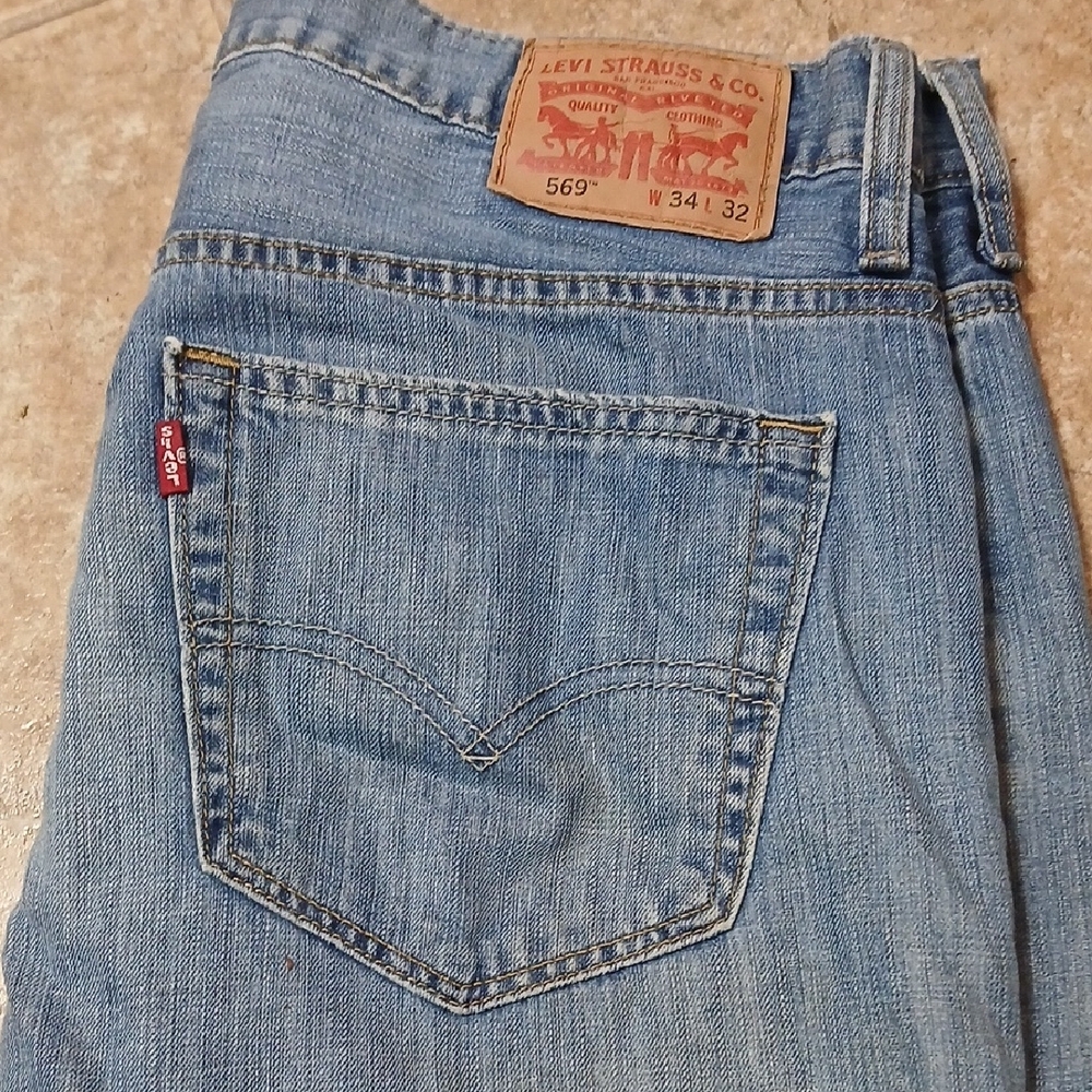 Levi's Style 569 Straight Blue Denim Jeans - Picture 6 of 7